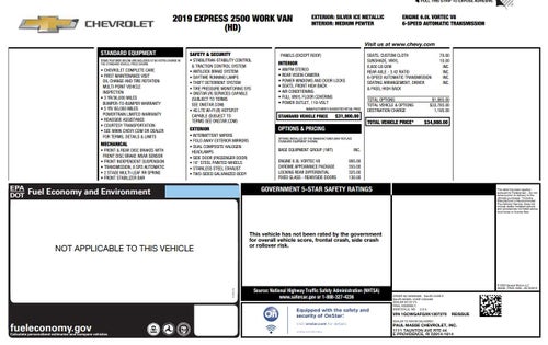 2019 Chevrolet Express Cargo 2500 Work Van