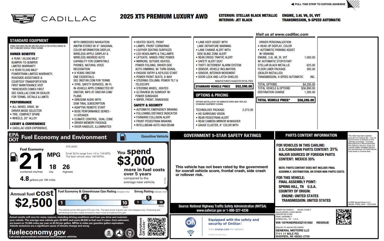 2025 Cadillac XT5 Premium Luxury
