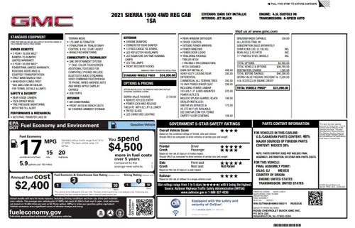 2021 GMC Sierra 1500 4WD Regular Cab Long Box