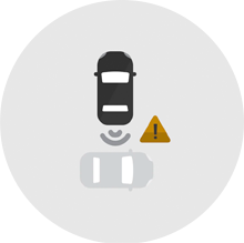 safety lane change alert with side blind zone alert icon